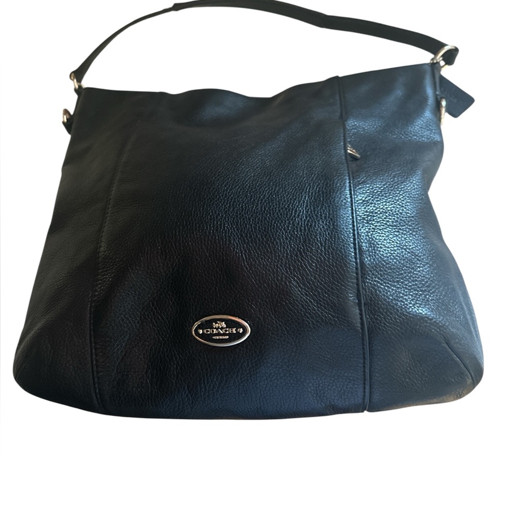 COACH 2014  ISABELLE 2 WAY Black Pebbled Leather Shoulder Crossbody Purse 34511